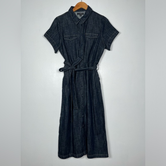 J.Crew Women’s Size 8 Denim Jean Short Sleeve Tie Waist Mini Dress - Picture 2 of 16